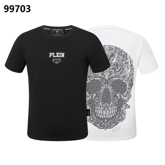 P**P Men's Classic Logo Patch Crew Neck T-Shirt | Black White