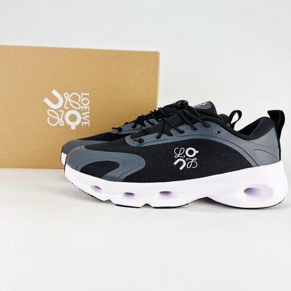 Loewe × On Cloudsolo – Unisex Lightweight Breathable Luxury Collaborative Running Shoes | Black & Slate Gray