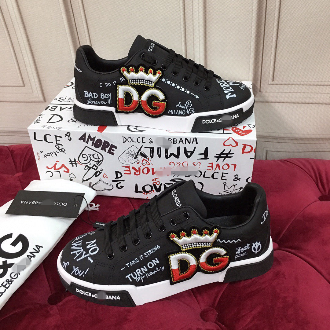 D*G 2026 Luxury Genuine Leather Casual Sneakers - Italian Designer Unisex Shoes