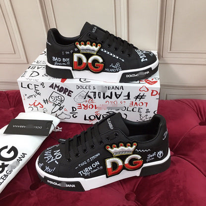 D*G 2026 Luxury Genuine Leather Casual Sneakers - Italian Designer Unisex Shoes