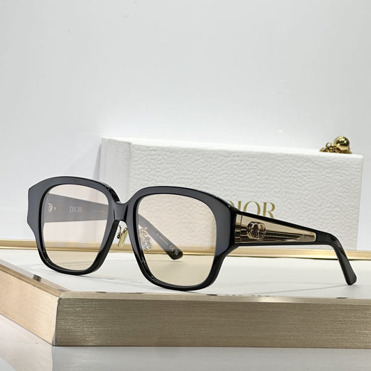 D**R 30Montaigne S7I Optical Glasses Frame | Black Acetate, Clear Lenses, Gold CD Logo Temple | Multiple Colors