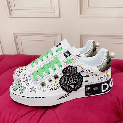 D*G 2026 Luxury Genuine Leather Casual Sneakers - Italian Designer Unisex Shoes