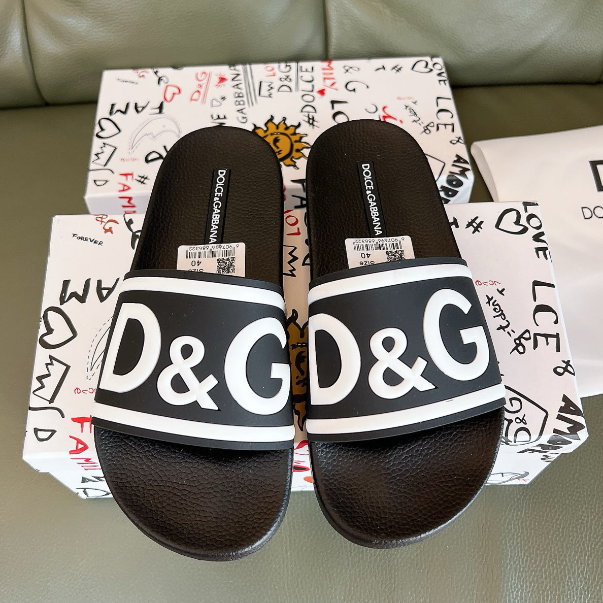 D*G 2026 Premium Leather Casual Slippers - Designer Men's Slides in 4 Styles