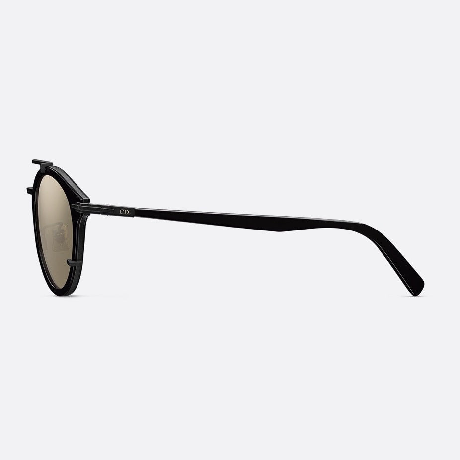 D**R DiorSignature R1U Round Sunglasses | Cream Acetate Frame, Gold Mirror Lenses, Double Bridge | Multiple Colors
