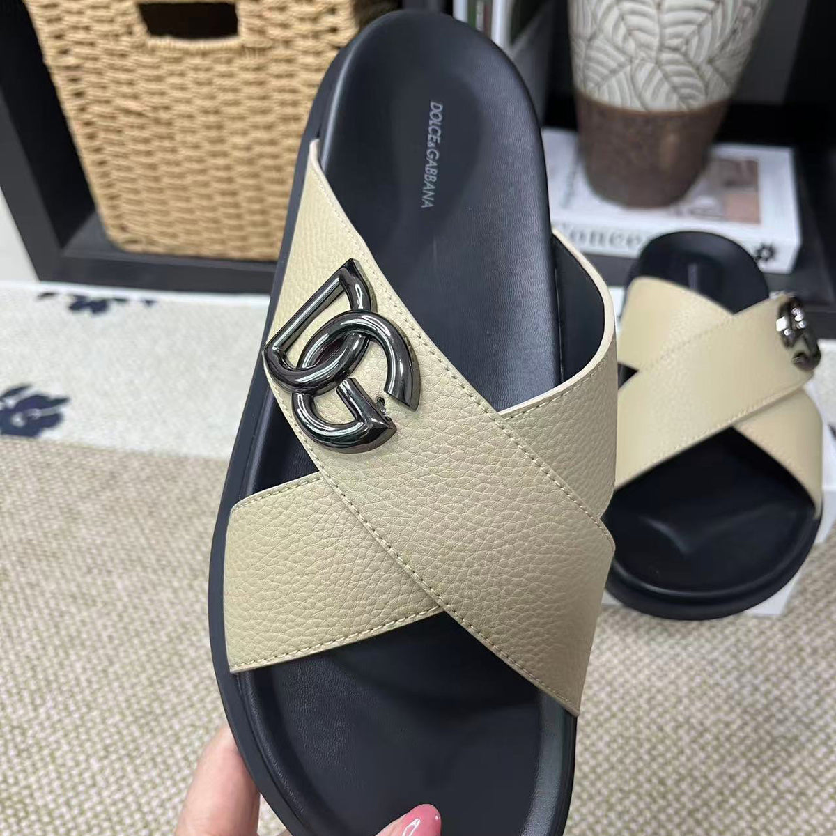 D*G 2026 Premium Leather Casual Slippers - Designer Men's Slides in 5 Colors