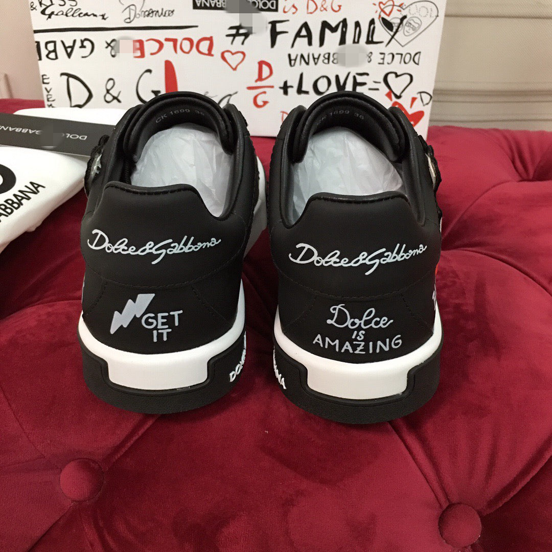 D*G 2026 Luxury Genuine Leather Casual Sneakers - Italian Designer Unisex Shoes