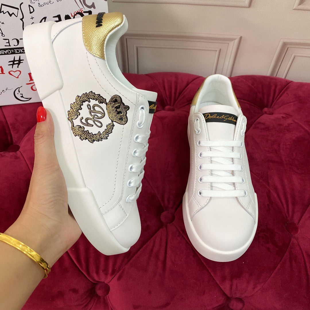 D*G 2026 Premium Leather Casual Sneakers - Designer Unisex Shoes in 2 Colors