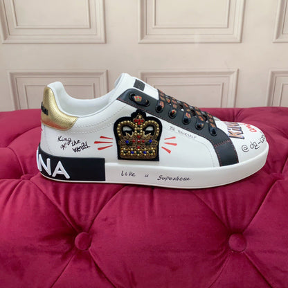 D*G 2026 Luxury Genuine Leather Casual Sneakers - Italian Designer Unisex Shoes