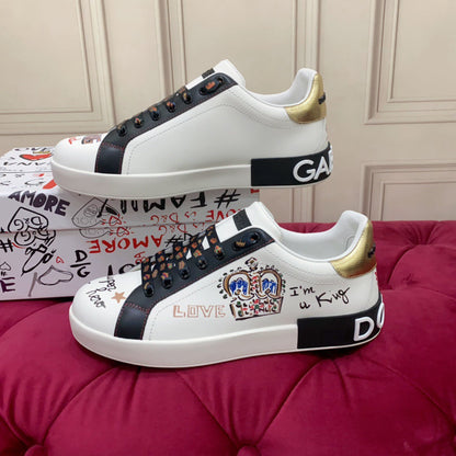 D*G 2026 Luxury Genuine Leather Casual Sneakers - Italian Designer Unisex Shoes