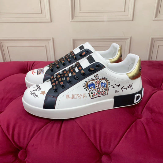 D*G 2026 Luxury Genuine Leather Casual Sneakers - Italian Designer Unisex Shoes