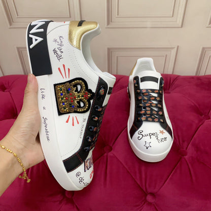 D*G 2026 Luxury Genuine Leather Casual Sneakers - Italian Designer Unisex Shoes
