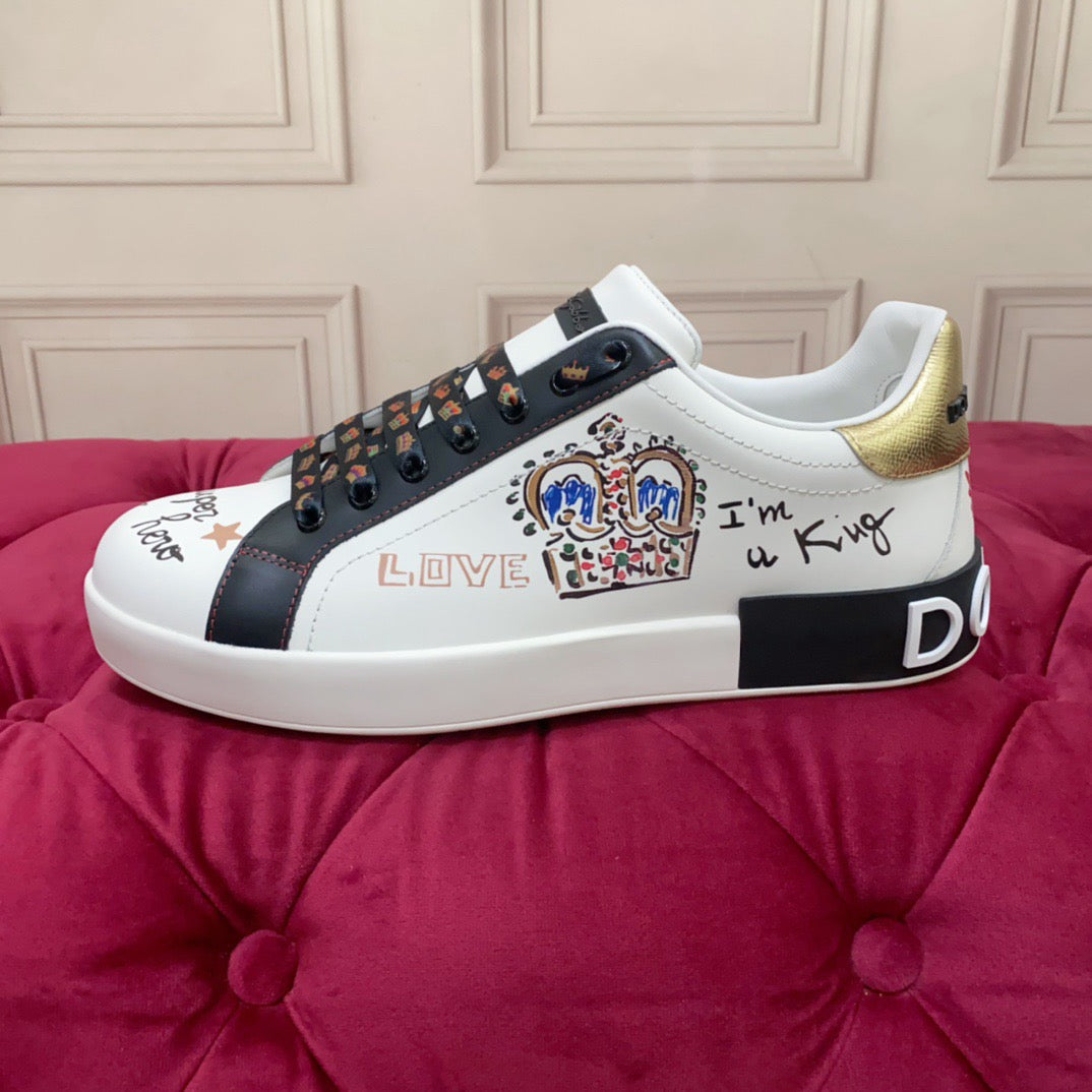 D*G 2026 Luxury Genuine Leather Casual Sneakers - Italian Designer Unisex Shoes