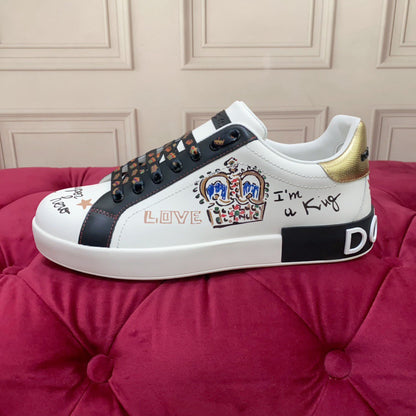 D*G 2026 Luxury Genuine Leather Casual Sneakers - Italian Designer Unisex Shoes