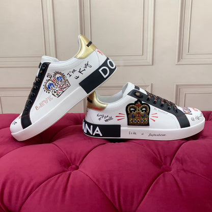 D*G 2026 Luxury Genuine Leather Casual Sneakers - Italian Designer Unisex Shoes