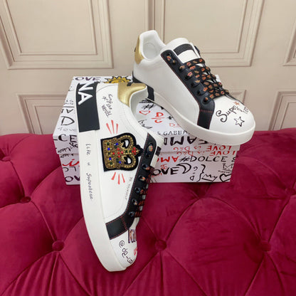D*G 2026 Luxury Genuine Leather Casual Sneakers - Italian Designer Unisex Shoes