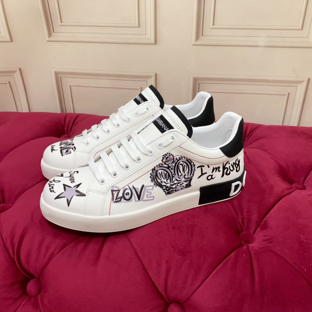 D*G 2026 Luxury Genuine Leather Casual Sneakers - Italian Designer Unisex Shoes