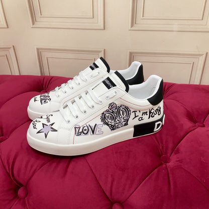 D*G 2026 Luxury Genuine Leather Casual Sneakers - Italian Designer Unisex Shoes