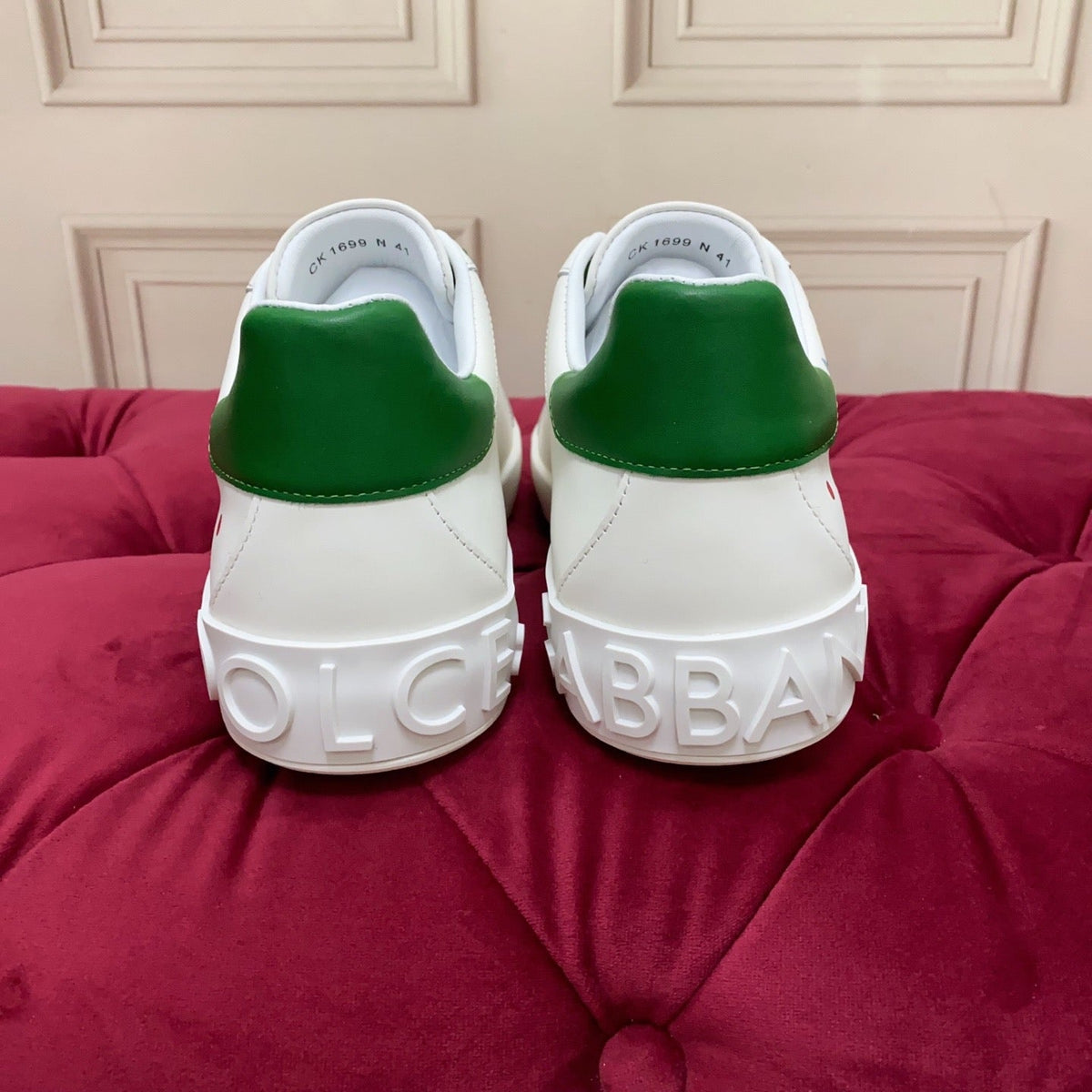 D*G 2026 Premium Leather Casual Sneakers - Designer Unisex Shoes in White & White/Green