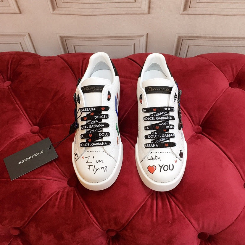 D*G 2026 Luxury Genuine Leather Casual Sneakers - Italian Designer Unisex Shoes