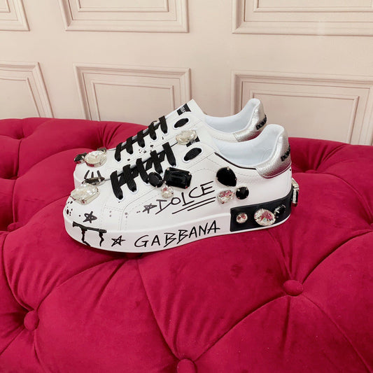 D*G 2026 Luxury Genuine Leather Casual Sneakers - Italian Designer Unisex Shoes