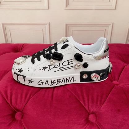 D*G 2026 Luxury Genuine Leather Casual Sneakers - Italian Designer Unisex Shoes
