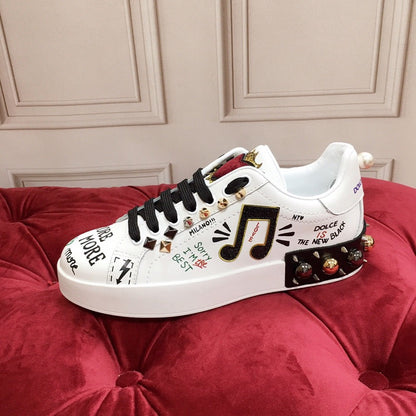D*G 2026 Luxury Genuine Leather Casual Sneakers - Italian Designer Unisex Shoes