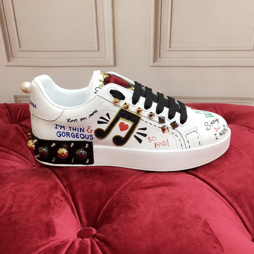 D*G 2026 Luxury Genuine Leather Casual Sneakers - Italian Designer Unisex Shoes