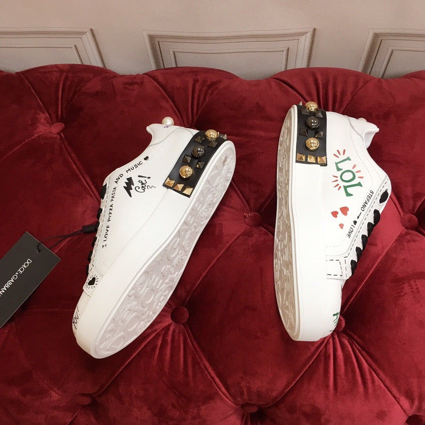 D*G 2026 Luxury Genuine Leather Casual Sneakers - Italian Designer Unisex Shoes