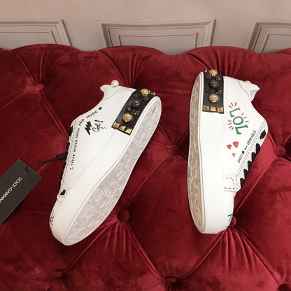 D*G 2026 Luxury Genuine Leather Casual Sneakers - Italian Designer Unisex Shoes