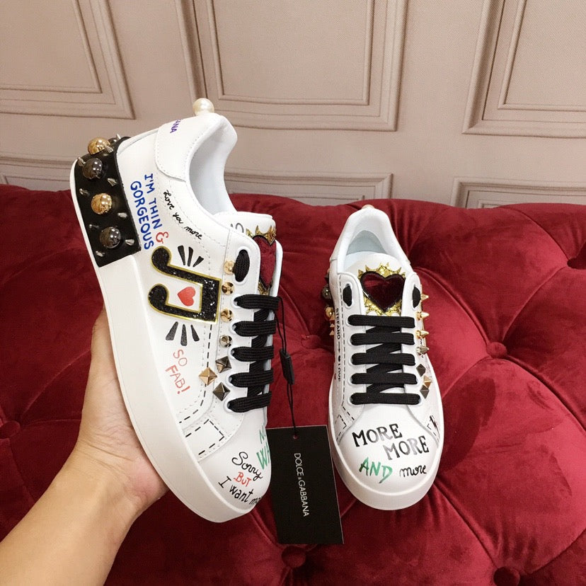D*G 2026 Luxury Genuine Leather Casual Sneakers - Italian Designer Unisex Shoes
