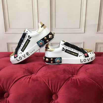 D*G 2026 Luxury Genuine Leather Casual Sneakers - Italian Designer Unisex Shoes