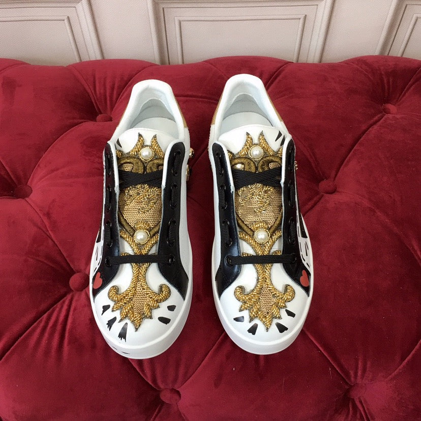 D*G 2026 Luxury Genuine Leather Casual Sneakers - Italian Designer Unisex Shoes