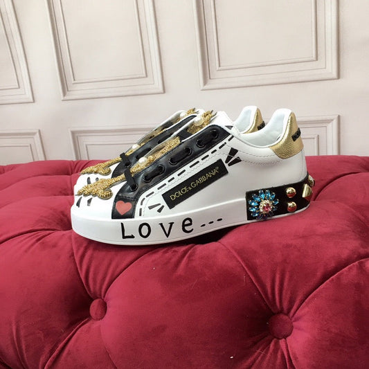 D*G 2026 Luxury Genuine Leather Casual Sneakers - Italian Designer Unisex Shoes