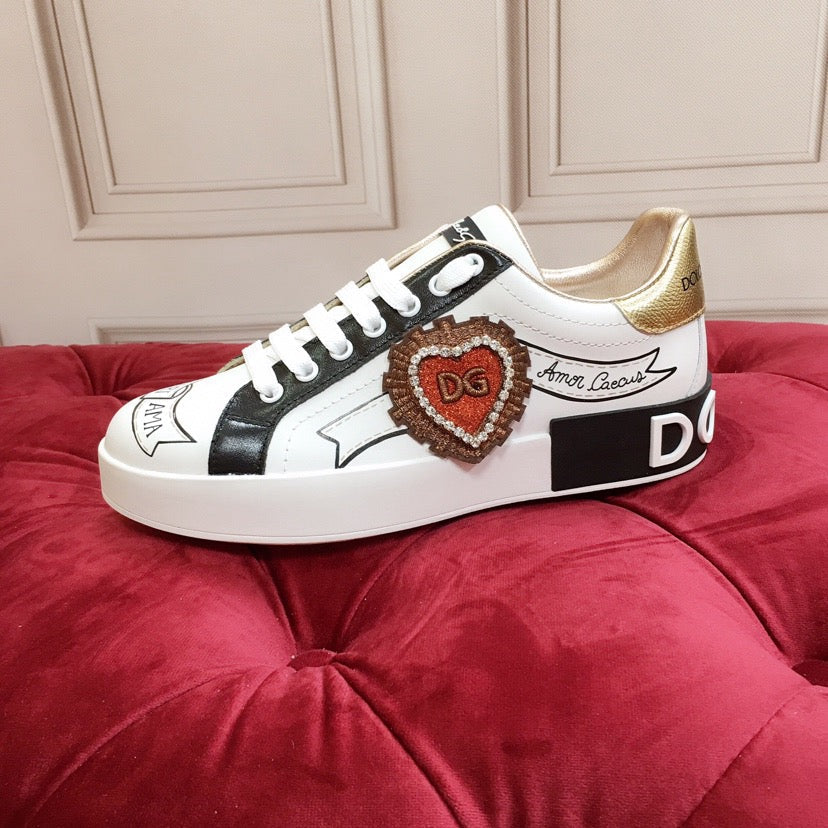 D*G 2026 Luxury Genuine Leather Casual Sneakers - Italian Designer Unisex Shoes