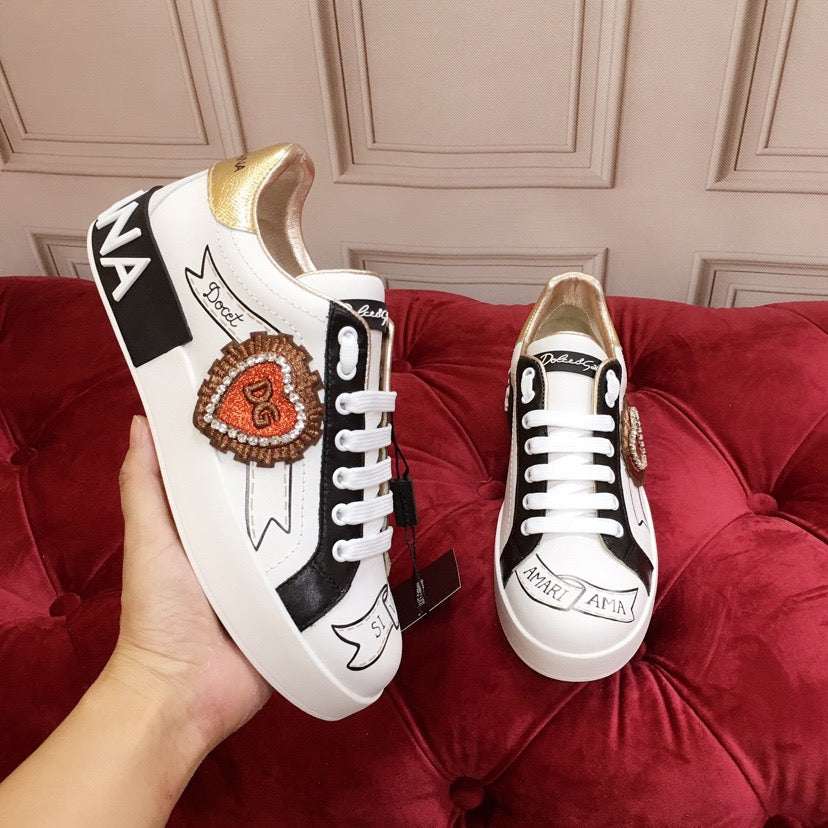 D*G 2026 Luxury Genuine Leather Casual Sneakers - Italian Designer Unisex Shoes