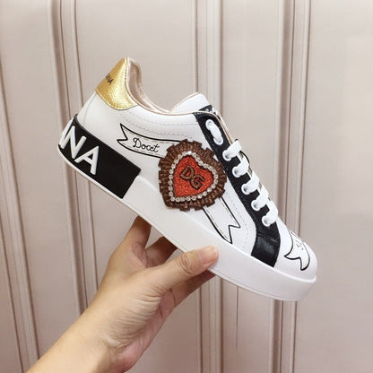 D*G 2026 Luxury Genuine Leather Casual Sneakers - Italian Designer Unisex Shoes