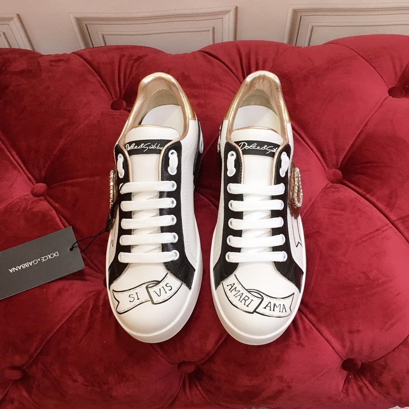 D*G 2026 Luxury Genuine Leather Casual Sneakers - Italian Designer Unisex Shoes