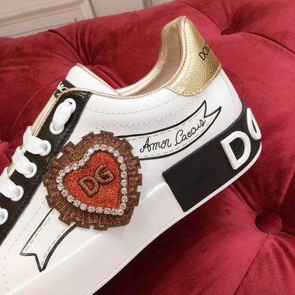 D*G 2026 Luxury Genuine Leather Casual Sneakers - Italian Designer Unisex Shoes