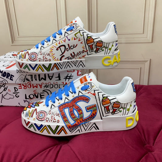 D*G 2026 Luxury Genuine Leather Casual Sneakers - Italian Designer Unisex Shoes