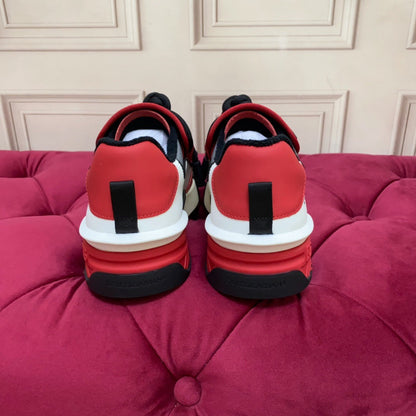 D*G 2026 Premium Leather Casual Sneakers - Designer Unisex Shoes in Red, Blue & White