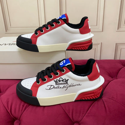 D*G 2026 Luxury Genuine Leather Casual Sneakers - Italian Designer Unisex Shoes