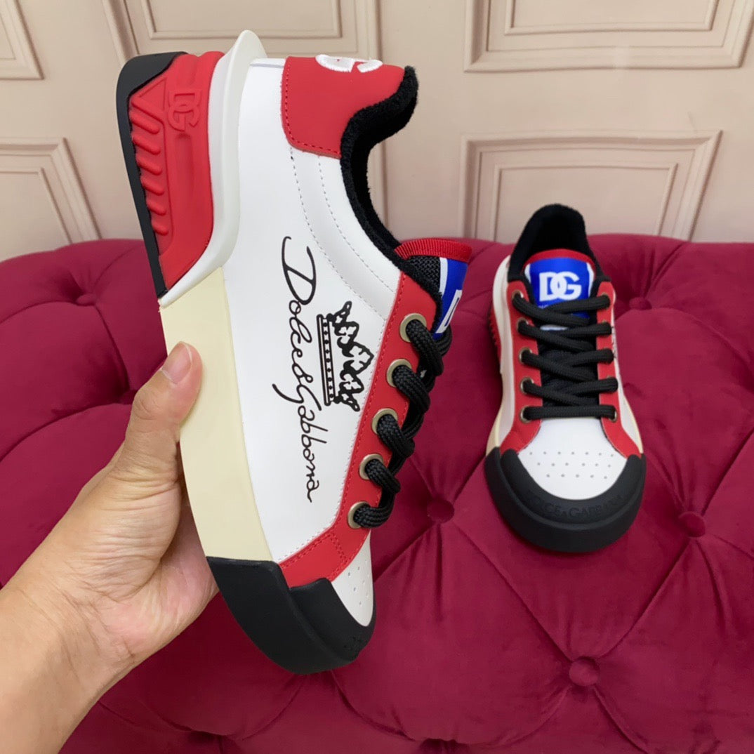 D*G 2026 Luxury Genuine Leather Casual Sneakers - Italian Designer Unisex Shoes
