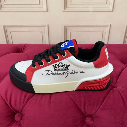 D*G 2026 Luxury Genuine Leather Casual Sneakers - Italian Designer Unisex Shoes