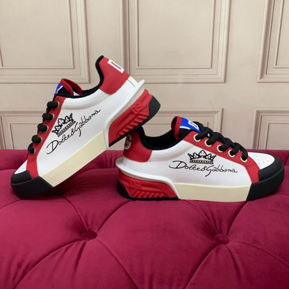 D*G 2026 Luxury Genuine Leather Casual Sneakers - Italian Designer Unisex Shoes