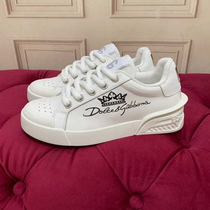 D*G 2026 Luxury Genuine Leather Casual Sneakers - Italian Designer Unisex Shoes