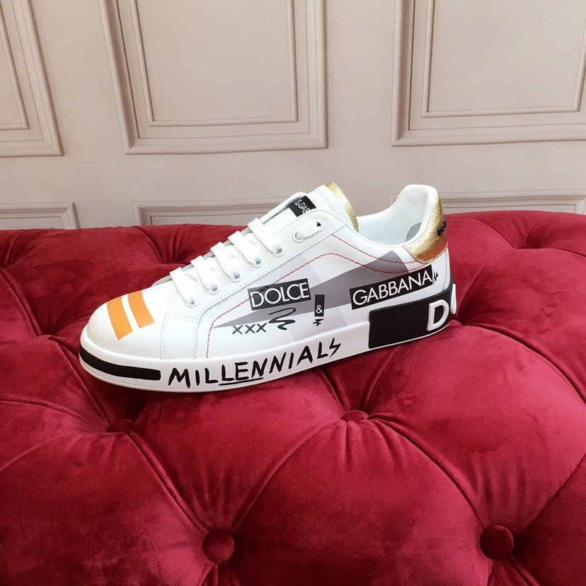 D*G 2026 Luxury Genuine Leather Casual Sneakers - Italian Designer Unisex Shoes
