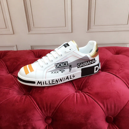 D*G 2026 Luxury Genuine Leather Casual Sneakers - Italian Designer Unisex Shoes