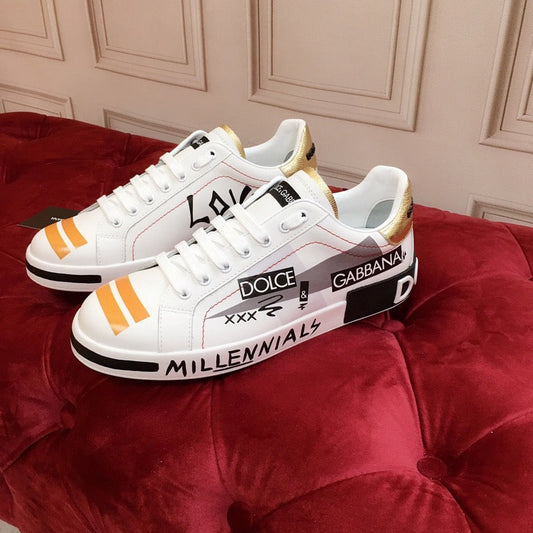 D*G 2026 Luxury Genuine Leather Casual Sneakers - Italian Designer Unisex Shoes