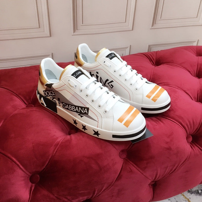 D*G 2026 Luxury Genuine Leather Casual Sneakers - Italian Designer Unisex Shoes