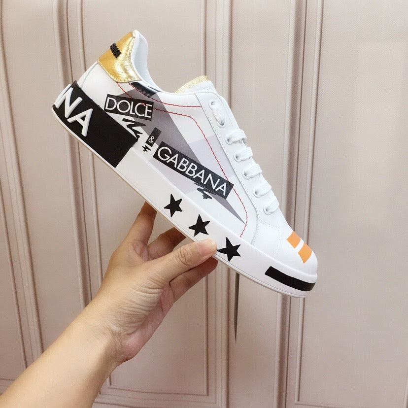 D*G 2026 Luxury Genuine Leather Casual Sneakers - Italian Designer Unisex Shoes